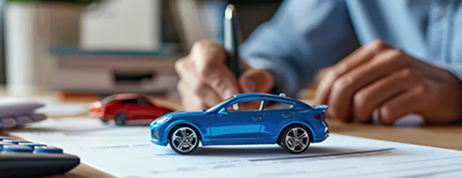 書類に記入する様子